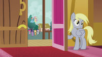 Uh, Derpy- maybe you should step away from the door...