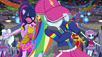 Rainbow Dash hides her eyes under her cap EGS1