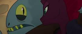 Tempest Shadow standing over Mori MLPTM