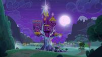 Castle of Friendship exterior rear view nighttime S6E25