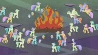 Hippogriffs around a ceremonial fire S8E16