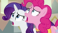 Pinkie Pie and Rarity watch in horror S6E12