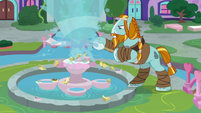 Rockhoof diverting the fountain water S8E21