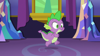 Spike leaving the castle dining hall S7E15