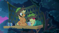 Applejack sees Apple Bloom sleeping S9E10