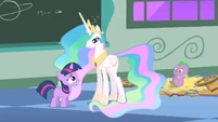 Filly Twilight and Celestia and Spike S1E23