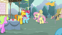 Mr. Cake complimenting Fluttershy S4E16