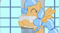 Pegasus mare with a stack of worksheets S8E16