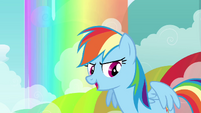 Rainbow Dash in front of rainbow S3E6