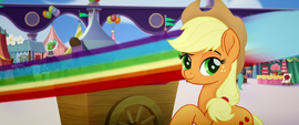 Rainbow snatches cider off of AJ's cart MLPTM