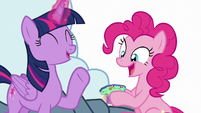 Twilight gives Pinkie another bowl of pudding MLPBGE