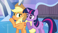 Applejack whispering to Twilight S03E12