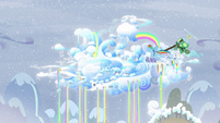 Rainbow volando con Tanque hacia Cloudsdale EDdT