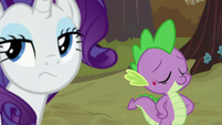 Rarity rolling her eyes at Spike S8E11