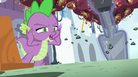 Spike shields his ears from the jackhammering S5E10