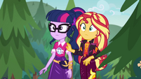 Sunset and Twilight hear Pinkie yelling EGSBP