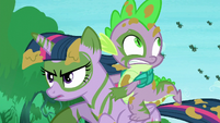 Twilight continues running; changelings chase her and Spike S5E26