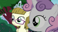 Zipporwhill and Sweetie Belle hear Rarity's voice S7E6