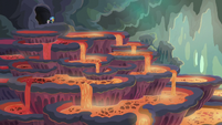 Ember and Spike in chamber of lava pools S6E5