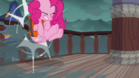 Pinkie Pie stumbling backward on the ship S6E22