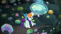Rarity pulls large gem out of the ground S9E19