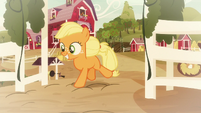 Young Applejack gallops away from farm S9E10