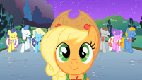 Applejack in front of Fluttershy S01E26