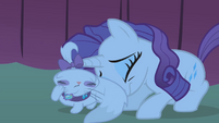 Rarity taking cover behind Opalescence S1E14