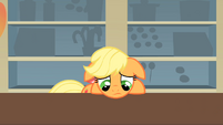 Applejack disappointed because Mr. Cake took the food before she could eat anything S1E22