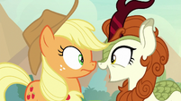 Autumn and Applejack muzzle-to-muzzle S8E23