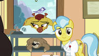 Dr. Fauna smiling at Fluttershy S7E5