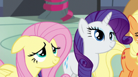 Fluttershy and Rarity looking at Rainbow S6E7