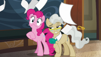 Pinkie's oh no face; papers out of her hoof S5E19