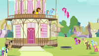Pinkie Pie jumping on a trampoline S4E12