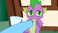 Rainbow Dash giving Spike a gem S3E11