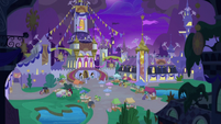 Second wide view of Canterlot Castle courtyard S9E17