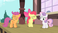 Apple Bloom and Scootaloo turn away from each other S4E05