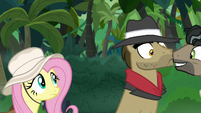 Fluttershy standing behind Biff S9E21