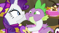 Rarity smothering Spike S2E21