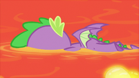 Spike lying face-down in the lava S9E9