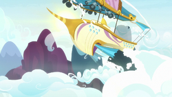 Airship rising above the clouds S7E22.png