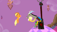 Applejack being levitated by Discord S2E02