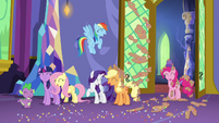 Mane Six and Spike group laugh S5E3