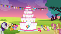 Rainbow spinning around the cake to blow all the candles S4E12