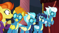 The Wonderbolts and Stormy Flare listening S5E15