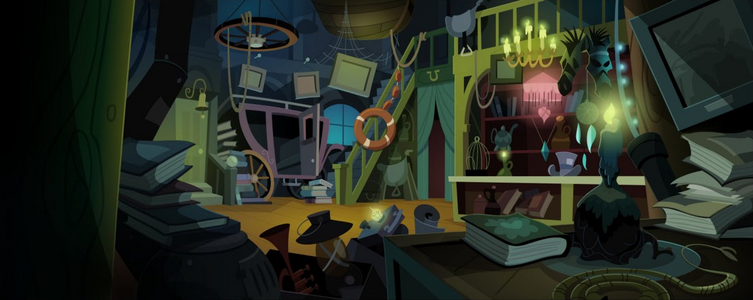 A Canterlot curio shop background from Magic Duel