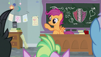 Friendship teacher Scootaloo at her desk S9E26