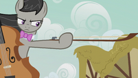 Octavia holding out her cello bow S5E9