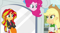 Pinkie Pie over Applejack and Sunset EG2