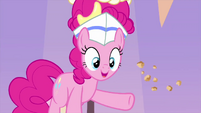 Pinkie Pie tossing crumbles at the crowd MLPS5